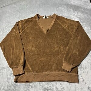VINTAGE Lord Jeff Sweater Men Large Brown Velvet Pullover‎ 70s 80s USA Made *